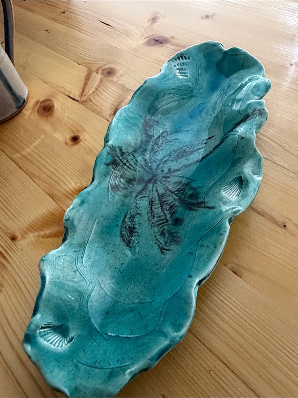 Ceramic Sea-Glass Turquoise Serving Platter